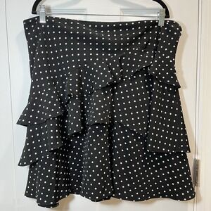 LRL Size 16 Ruffle Skirt Polka Dot Preppy Parisian Dark Coquette Flowy Romantic